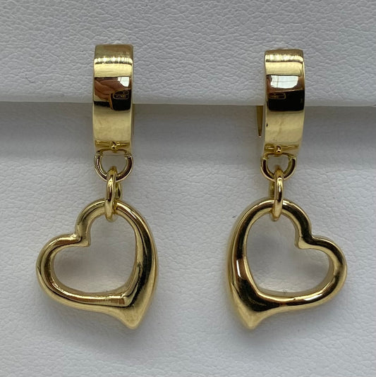 Boucles d’oreilles huggies en or 10K avec cœur en or massif