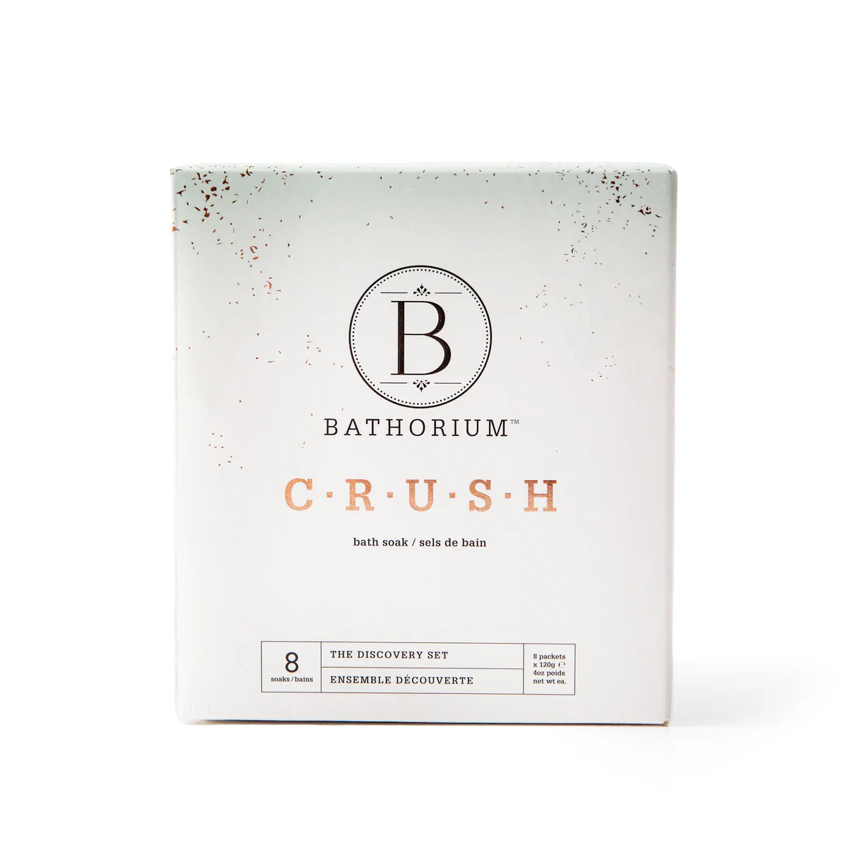 Ensemble de découverte signature avec huit sacs (120 g) de trempage de bain Crush.