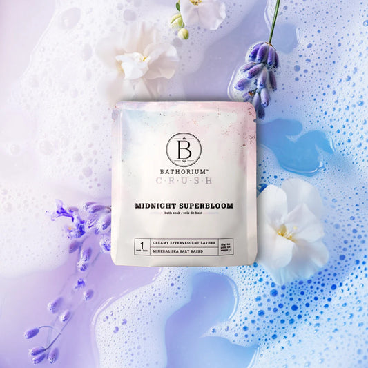 Ensemble de découverte signature avec huit sacs (120 g) de trempage de bain Crush.